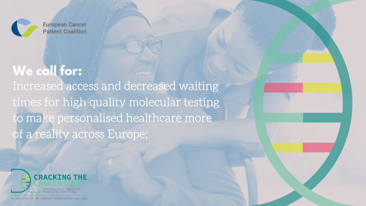 united4cancer's tweet photo. Too many people with cancer are denied essential tests for diagnosis & personalised treatment. November is Personalised Medicine Awareness Month and we're calling for greater #patientaccess to #moleculartesting #PMAM20
More info at https://t.co/5pwqiVJcSS #CrackingTheCancerCode https://t.co/D88L5C1GPq