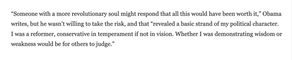 I'm sure Obama believes this, but the experience here shows that he was not really a reformer with regard to Wall Street. Look at all of the scandals that piled up at Wells Fargo after the 2008 crisis. Banks learned they were in many ways above the law. https://www.huffpost.com/entry/why-does-wells-fargo-still-exist_n_5b80148ee4b0729515126185