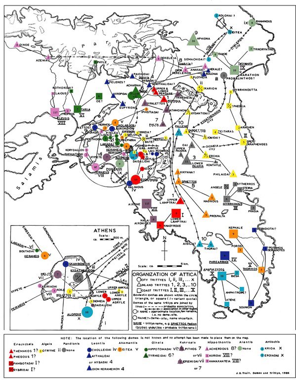 2/ The citizen population of Athens & Attica was divided into 10 tribes, from which participants were selected to fulfill democratic & military functions.Organized by Cleisthenes in 507 BCE to balance local politics, each tribe was named after a local hero chosen at Delphi! &ndash; bei  Ancient Agora Of Athens
