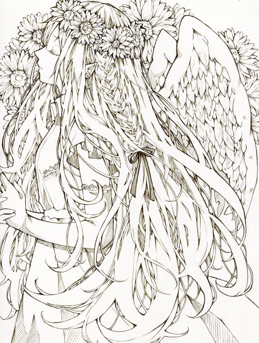 #皆さん線画と塗った後を見せてください 