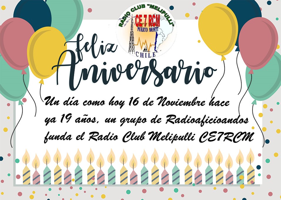 Hoy estamos de Aniversario, felicidades a todos los que integran el Radio Club Melipulli de #PuertoMontt #radiaficionados #AmateurRadio #Chile #Felizaniversario