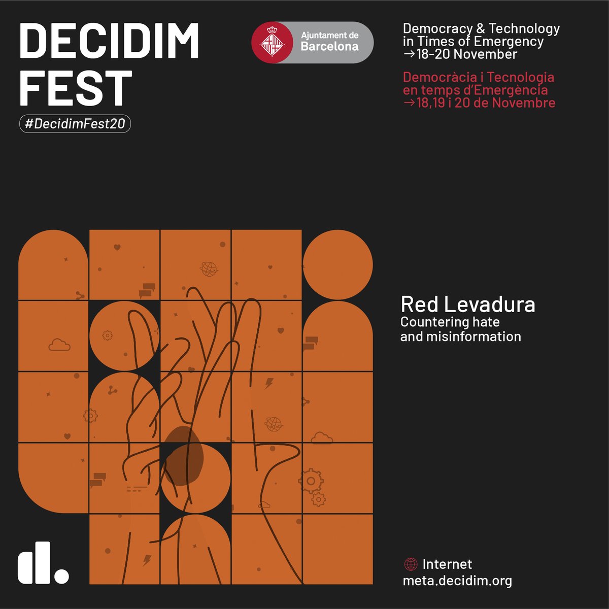 decidim_org's tweet photo. 𝗘𝘀𝘁𝗿𝗮𝘁𝗲𝗴𝗶𝗮𝘀 𝘆 𝗮𝗹𝗶𝗮𝗻𝘇𝗮𝘀 𝗽𝗮𝗿𝗮 𝗳𝗿𝗲𝗻𝗮𝗿 𝗲𝗹 𝗼𝗱𝗶𝗼 𝘆 𝗲𝗹 𝗺𝗶𝗲𝗱𝗼 𝗲𝗻 𝘂𝗻 𝗺𝘂𝗻𝗱𝗼 𝗽𝗼𝗹𝗮𝗿𝗶𝘇𝗮𝗱𝗼

Mira el vídeo que han hecho las @EvaLevadura
para #DecidimFest20 y prepárate para el debate el
🗓️19/11
⏰5pm CET
https://t.co/MK5dcGIRYf https://t.co/iG6LsMoZNg