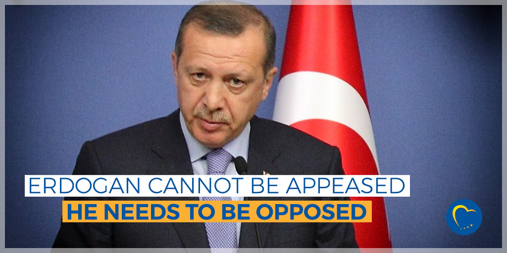 EPPGroup's tweet photo. Erdogan's visit to #Varosha is only the latest in a series of provocations. Turkey has once again proven that it is unreliable and seeking conflicts, rather than solutions. This should top the agenda of the EU leaders and there must be consequences for Turkey. #EUCO https://t.co/MwNxES7czL
