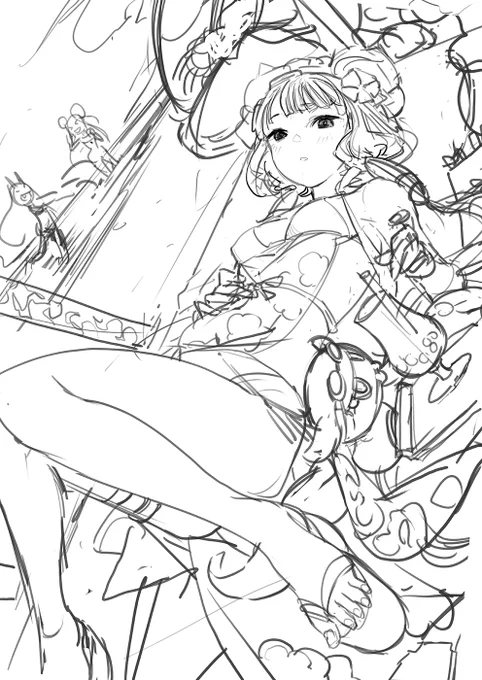 #皆さん線画と塗った後を見せてください
?? 