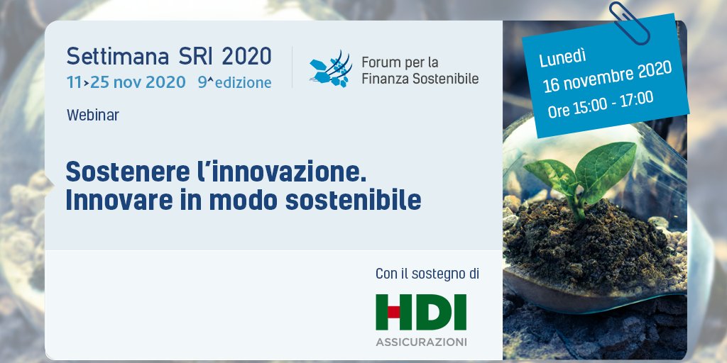 ItaSIF's tweet photo. Tra poco ore 15:00
Sostenere l’#innovazione. #Innovare in modo #sostenibile
Con il sostegno di #HDIAssicurazioni
#settimanasri
Programma 👉https://t.co/RDgwWtNb1o
@pastore_emilio @fbicciato1 https://t.co/SIMJZx5suq