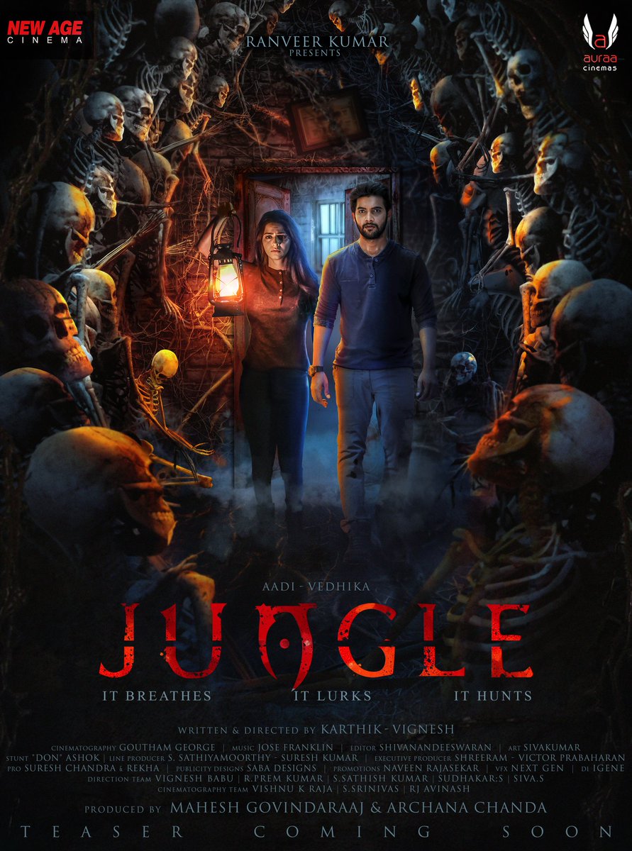 auraacinemas's tweet photo. With the Blessings of Sai , Here is the Stupendous New Poster from Our Bilingual Flick #JungleTheMovie ! 

TEASER COMING SOON to Blow your minds .. 

#AadiSaikumar @Vedhika4u
 @DirKarthikraja  @gauti1989 @josefranklin_jf  @Im_Shreeram @DoneChannel1 @vamsikaka @VanquishMedia__ https://t.co/buDNAofacl