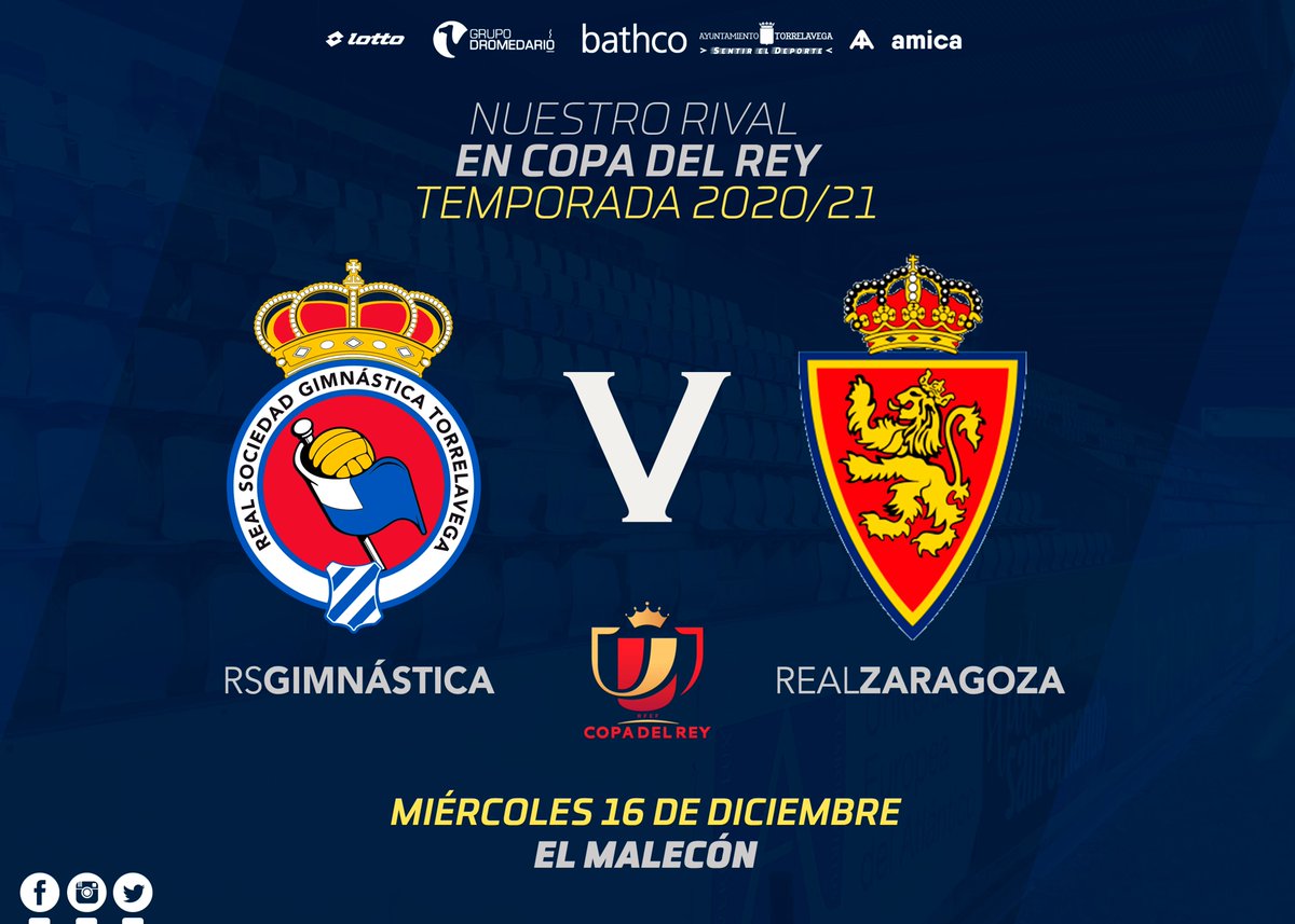 RSGimnastica's tweet photo. El sorteo de la Copa de Su Majestad el Rey depara que Gimnástica y Real Zaragoza se enfrenten el 16 de diciembre en El Malecón

▶️https://t.co/Yp5iFzEfzX https://t.co/i5huPdYpvx
