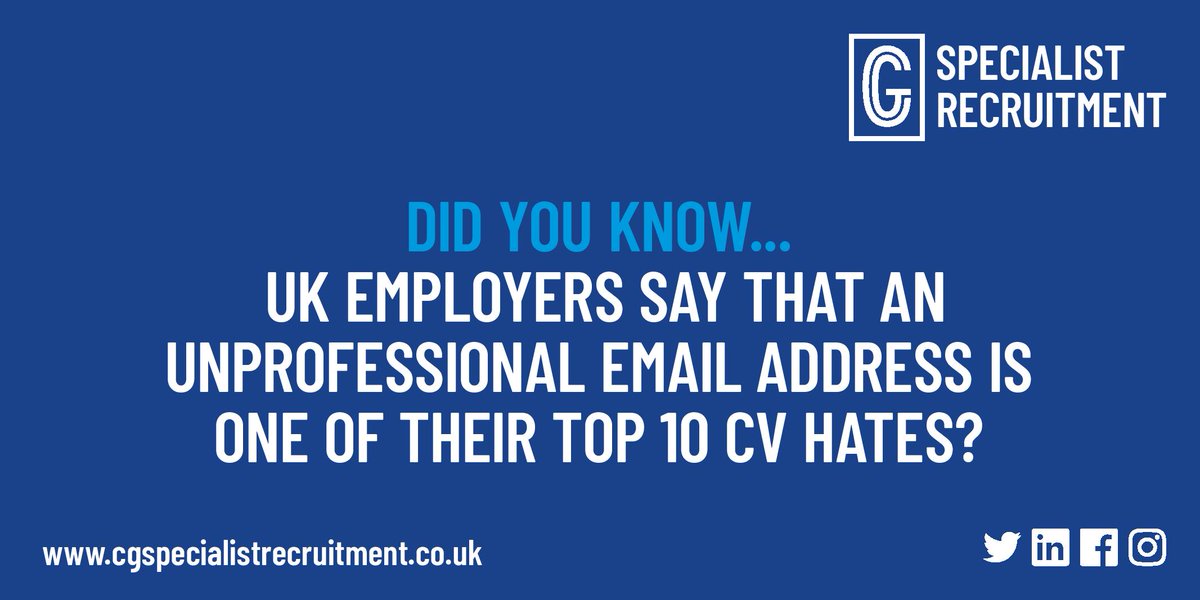 CgcvLtd's tweet photo. Does your email address look professional?

#CV #job #jobs #career #careers #careerhelp #cvadvice #cvtips #recruiting #didyouknow #didyouknowfacts https://t.co/8iyDHiIe1e