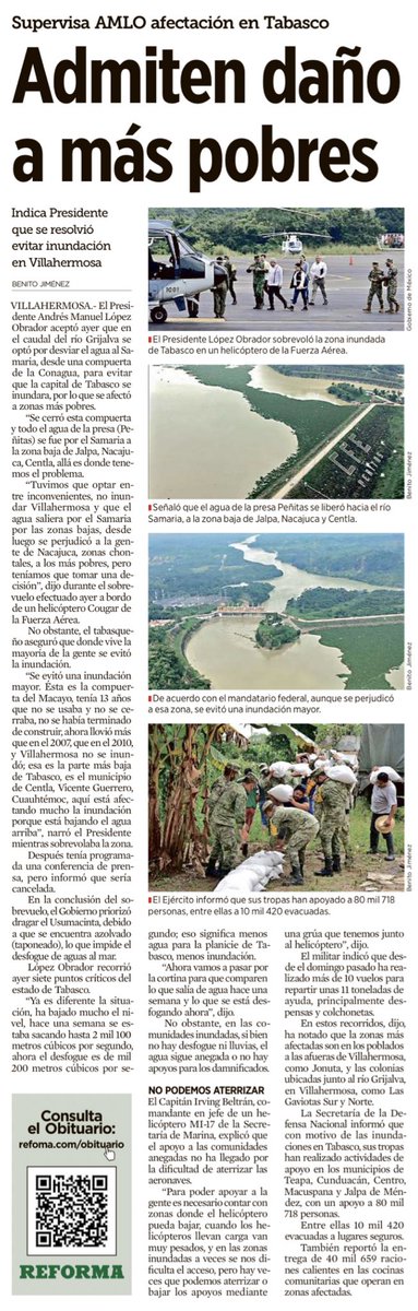 “Primero los pobres ... inundados”

[vía <a href="/Reforma/">REFORMA</a>]