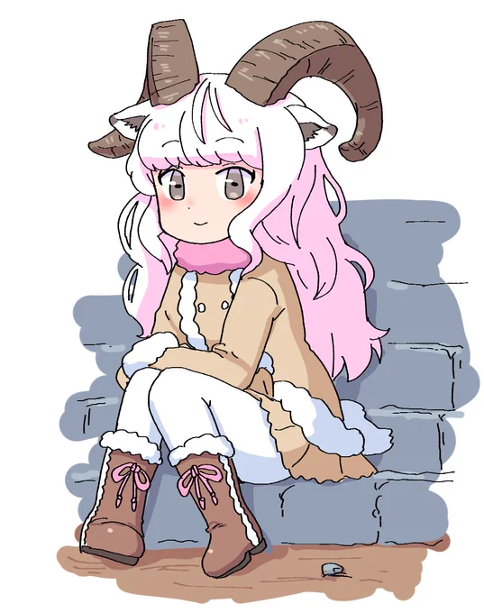 元動物に近い角のユキヒツジちゃん 