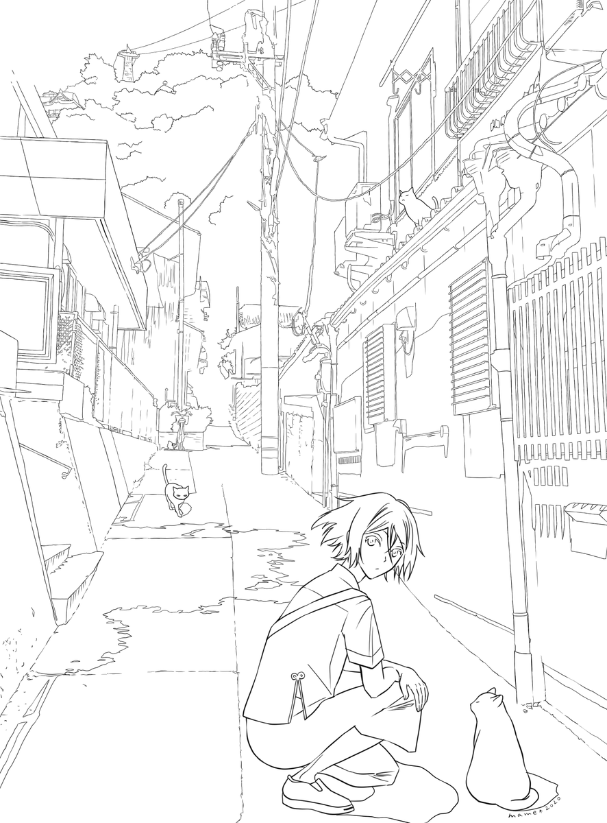 #皆さん線画と塗った後を見せてください 

塗りはバケツドボンで面白みがないので線画が細かいやつを選んでみました 