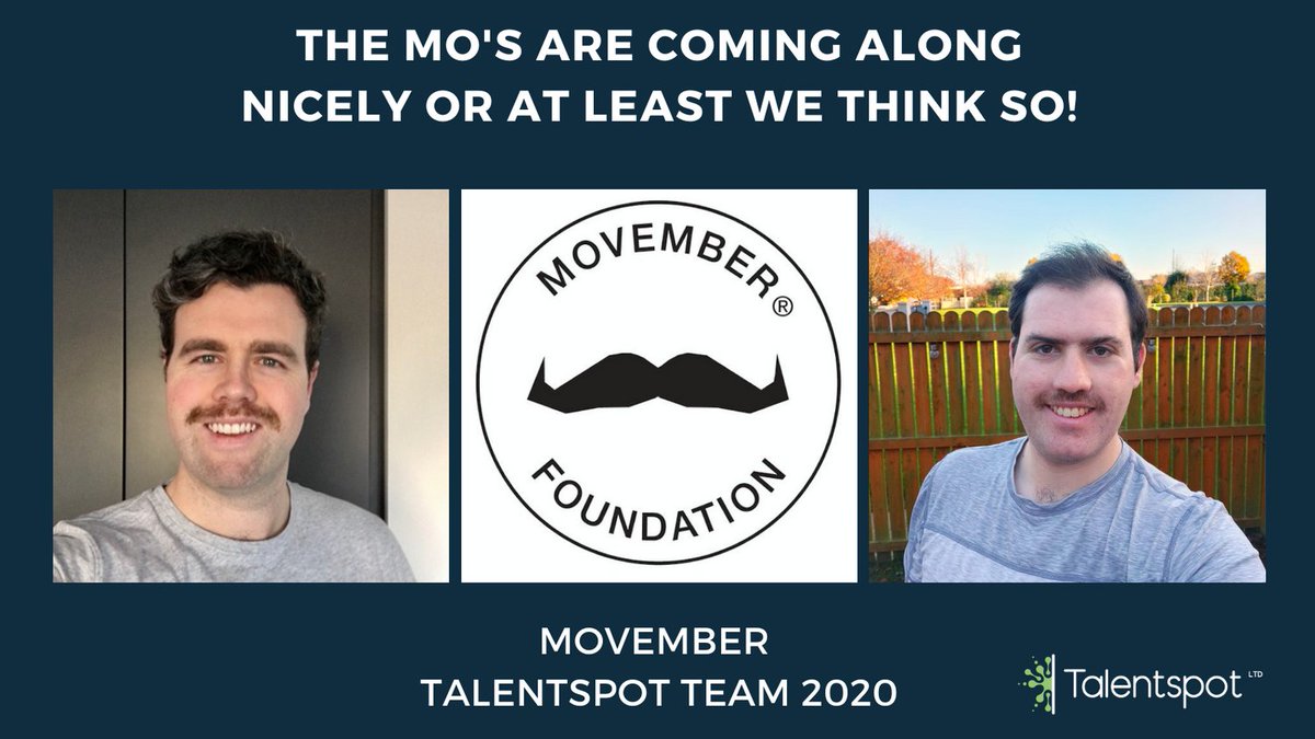 TalentspotTech's tweet photo. Do you need something to make you smile or give you a laugh on this gloomy day? Then check out our teams Mo's

@movember
 #menshealth #mentalhealth #prostatecancerawarness #movember #talkaboutit @movemberireland https://t.co/NeRSx1QXkt