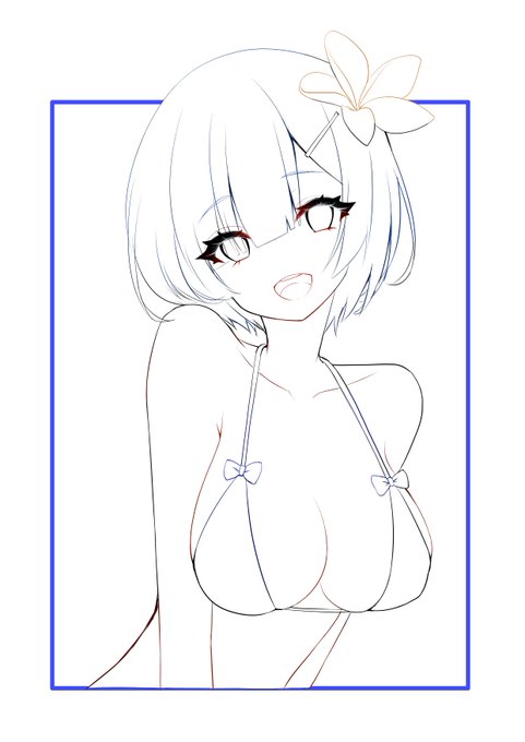 🤔
#皆さん線画と塗った後を見せてください 