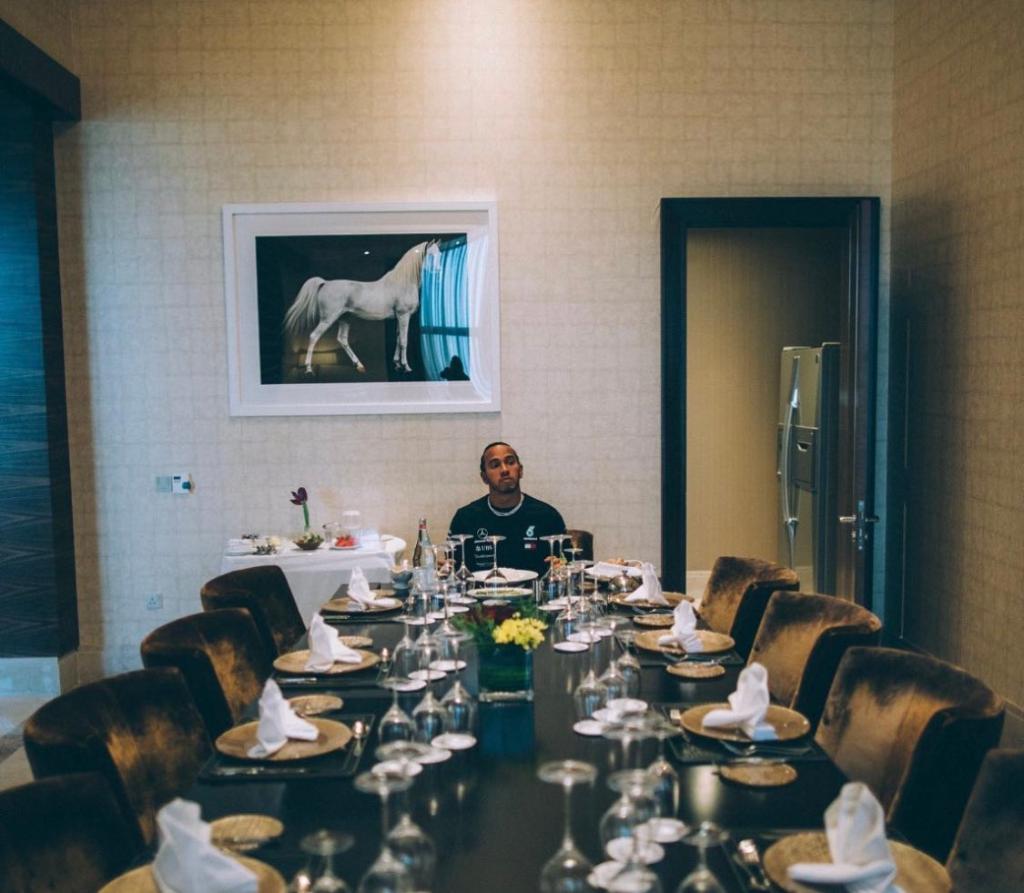 Lewis Hamilton having dinner with all the drivers that are better than him ...