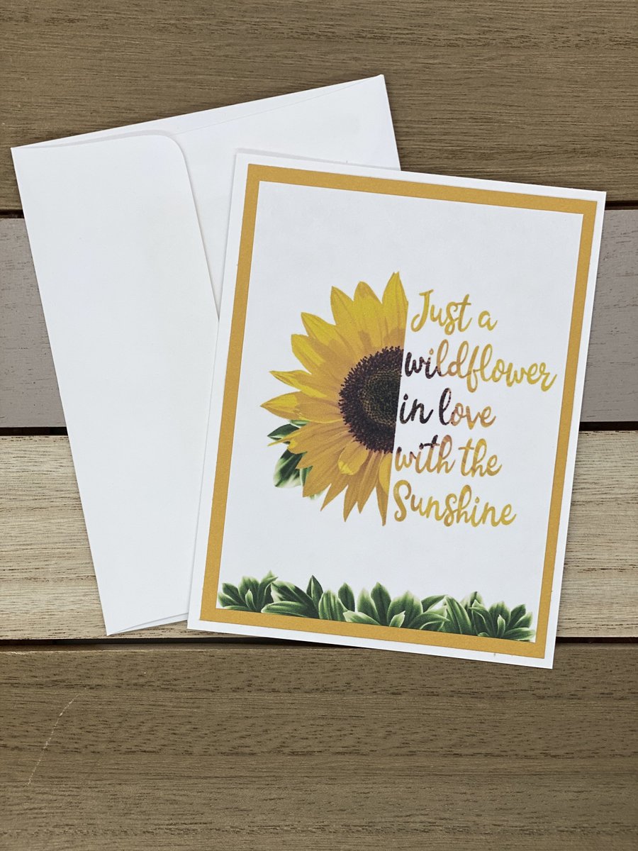 SeashellsLemons's tweet photo. Just a wildflower in love with the sunshine greeting card - Sunflower greeting card - summer note cards https://t.co/2gXuvpjRcR #handmadegifts #holidaygifts #etsy #WatercolorNoteCard https://t.co/W1iWlNMqgH