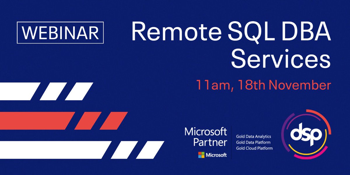 DSP_Microsoft's tweet image. Our next Remote SQL DBA Services webinar is taking place this week - sign up below to find out how you could enhance your database strategy by exploring remote services.
Sign up -> bit.ly/3f2b3EU
#SQL #RemoteDBAServices #Webinar #IT @Microsoft