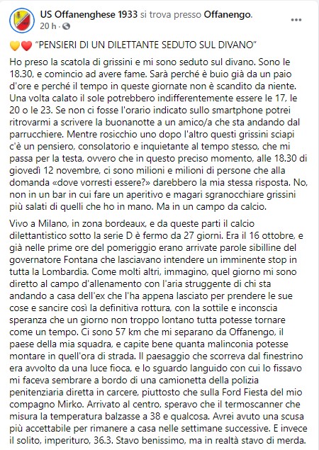 FBiasin's tweet photo. Prendete cinque minuti e leggete questo pezzo.
Ve lo consiglio vivamente perché:

1) È scritto benissimo (e non è poco). 
2) Ci fa capire che il #calcio è molto di più dei soliti quattro luoghi comuni. https://t.co/fwou7TCXiX