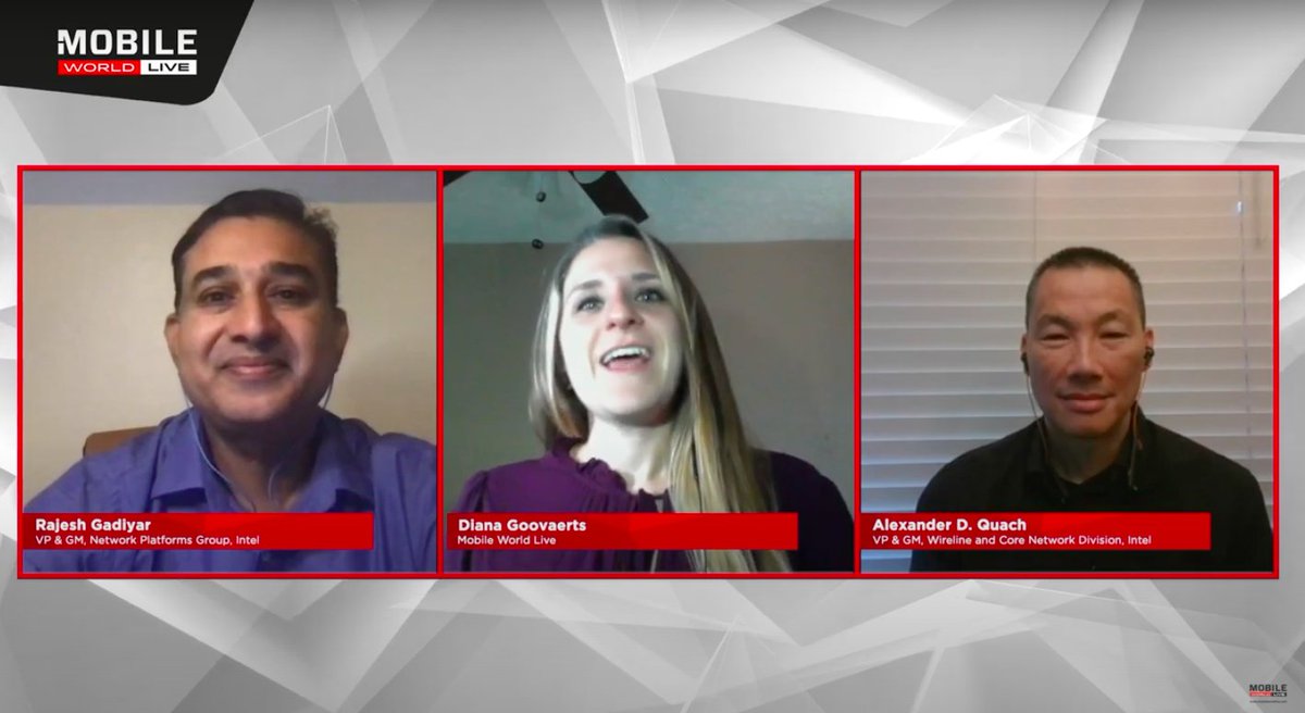 mobileworldlive's tweet photo. What are the key ingredients needed to fuel #5G networks, and where do things like the #edge and #cloud fit in? 

Watch @intel's @QuachAlexander &amp; @rgadiyar debate the big issues w/ @DiaMariesbeat - https://t.co/sd7ZNCmPV0 #MWLThemedWeek https://t.co/bAM65Dcru2