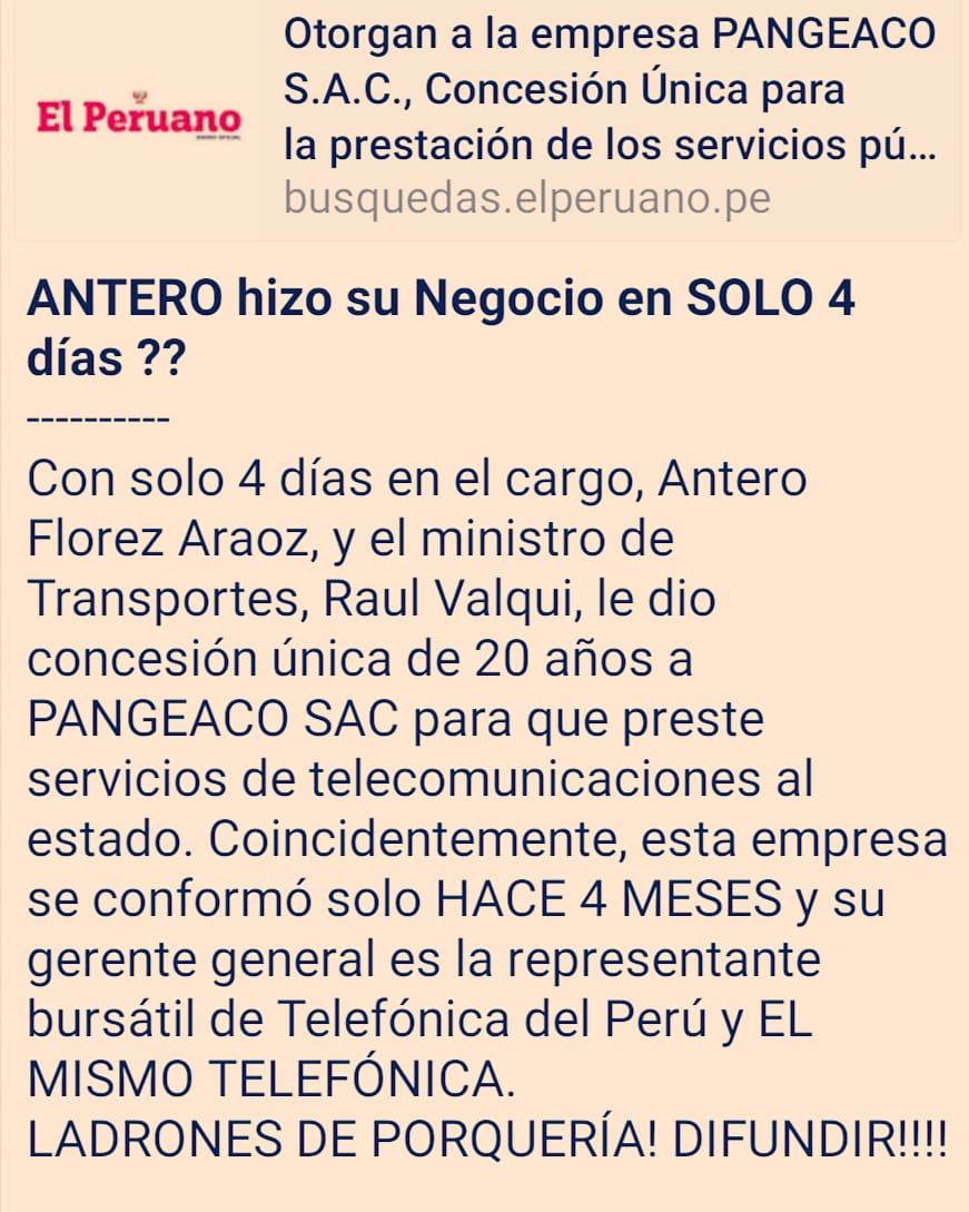 RenatoPantigozo's tweet photo. Solo unos días en el poder y ya hizo su negociazo. https://t.co/5quQ4yDYWN https://t.co/Dw7GWYjuu0