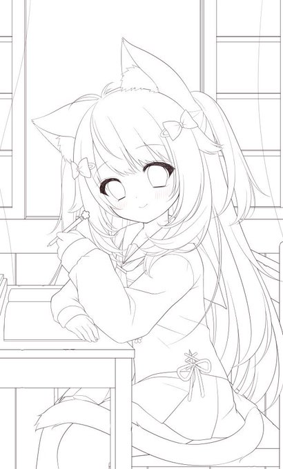 #皆さん線画と塗った後を見せてください 