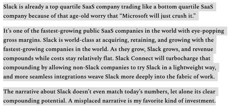 But at some poing, the narrative on  $WORK will change, and it will rip. Here's the thesis: