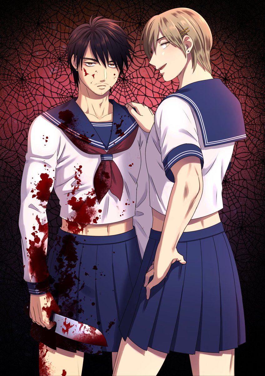 #皆さん線画と塗った後を見せてください
最近のだとこんな感じです
毛利親子のは黒目の線消してしまったんで色オフにすると白目になって怖いので目だけ残しました