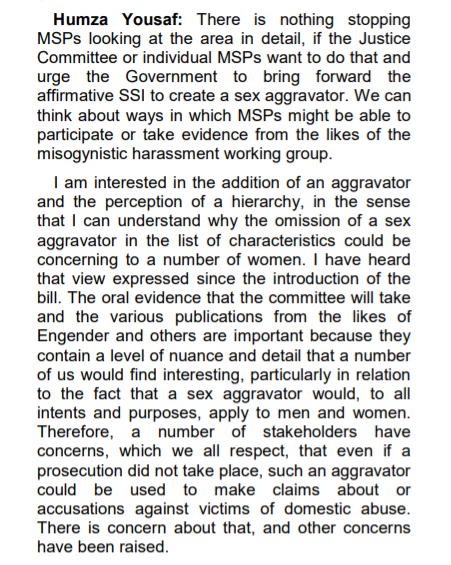  @HumzaYousaf appeared to believe that there was an issue with including sex as it would apply to men and women. We are puzzled as to why he & women’s org believe this, and if they realise similar objection could be made about the characteristics of race and sexual orientation.