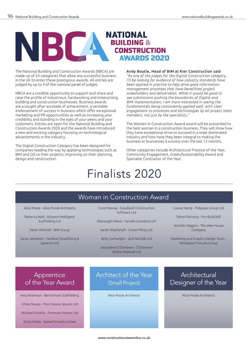 cardinal_ltd's tweet photo. Feature within #constructionview on the @NBCAwards where #teamcardinal are finalists in 6 categories! #loveconstruction #awards #finalists #womeninconstruction https://t.co/1nJUmJDKbC