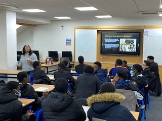 St_Ignatius's tweet photo. Some of our Yr 9 students in their Black History Course run by Holler UK today learning about Egyptians... #EngagedAndLearning @JesuitSchoolsUK https://t.co/ZA41Go597M