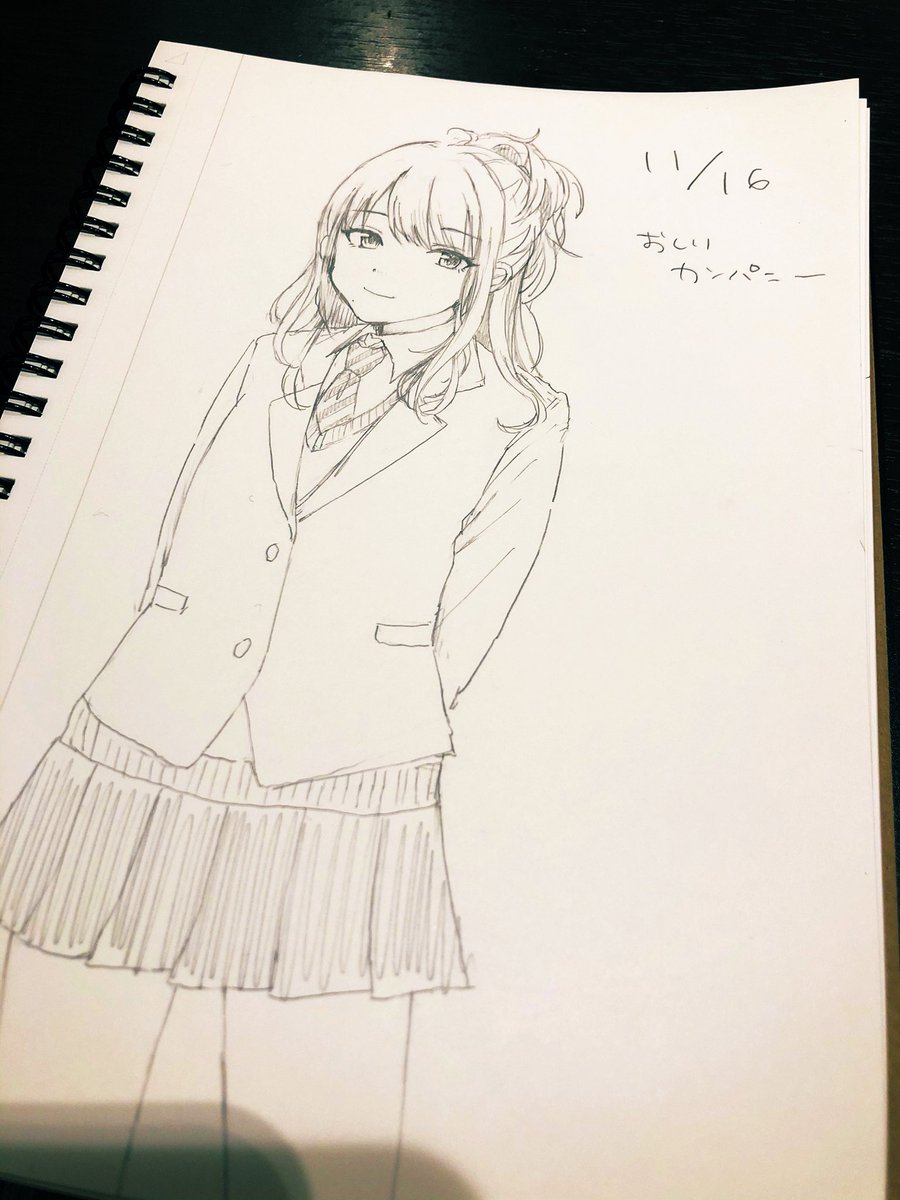 灯織ちゃん描いてもらっちゃったかんね✌️✌️✌️か、顔 最高   絵がうますぎだしおしりカンパニーの文字も最高すぎる。 宝。我の意味のわからん上半身絵がたくさん描いてあるノートと同じとは思えん  感謝...たのしかた 