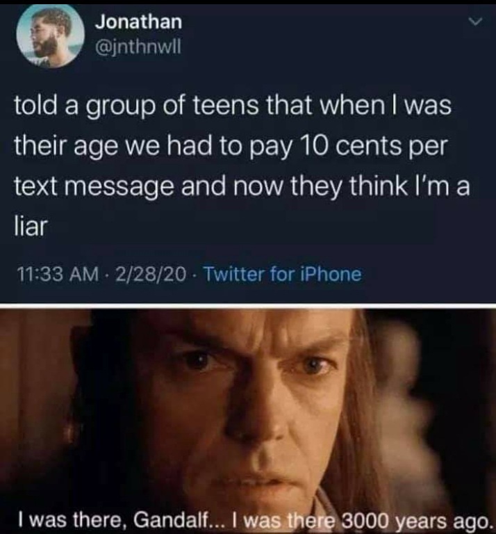 animedetour's tweet photo. Hello everyone and welcome back to Meme Monday!
For today's meme we take a look back at the dark times before unlimited texting...
#meme #mememonday #lotr #lotrmeme #textingmeme https://t.co/ySl3RI3UMY