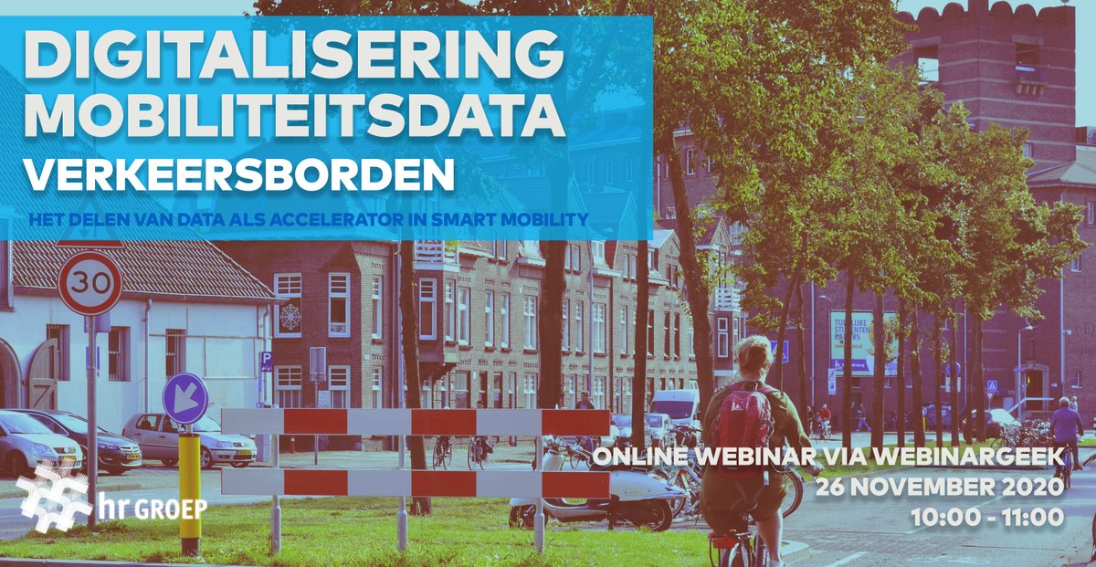 HRGroep's tweet photo. Op 26 november geven we een webinar over digitalisering van #mobiliteitsdata. Benieuwd hoe het delen van uw actuele data ten behoeve van Smart Mobility een accelerator kan ontstaan die verder gaat dan uw eigen domein? Meld je aan: https://t.co/kvqDzUEuTi https://t.co/zqW8Vilya6