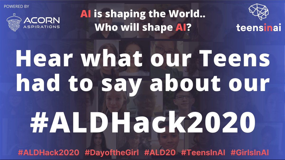 TeensInAI's tweet photo. Watch this testimonial video from the teens at our #ALDHack2020! It's incredible to hear from them first hand about how much they get out of being involved.
https://t.co/upZQxtwHjm
#TrulyInspirational
#TeensInAI2020 #AIforGood #TeensInAI
@TeensInAI @elena_sinel @catblaikie https://t.co/Mbi15hLpI6