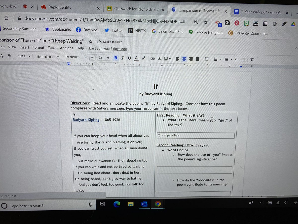 mrsjhowland's tweet photo. A definite benefit of virtual learning—I can “meet” with 40 AIG students at the same time for enrichment! Thanks to @Mgreynolds409 @mshoytsclass for the collaboration! #breakouts #scoreddiscussions #salvadut #IfbyKipling #thematiccomparison #salemproud https://t.co/PwAEmNh8Xm