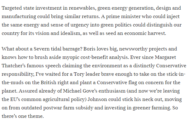 - PS, the notion that focusing on "softer issues" such as the environment is disastrous for the red wall is misguided. Green industry is a key part of rebuilding the economy after Covid.Conservatism and green issues should go hand in hand. As Matthew Parris wrote this weekend: