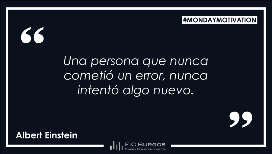 FIC_Burgos's tweet photo. "Una persona que nunca cometió un error, nunca intentó algo nuevo."

Albert Einstein.

#felizlunes #mondaymotivation #Einstein #intentar #nuevo #economia #inversion #bigdata https://t.co/pNwg7p3jvq