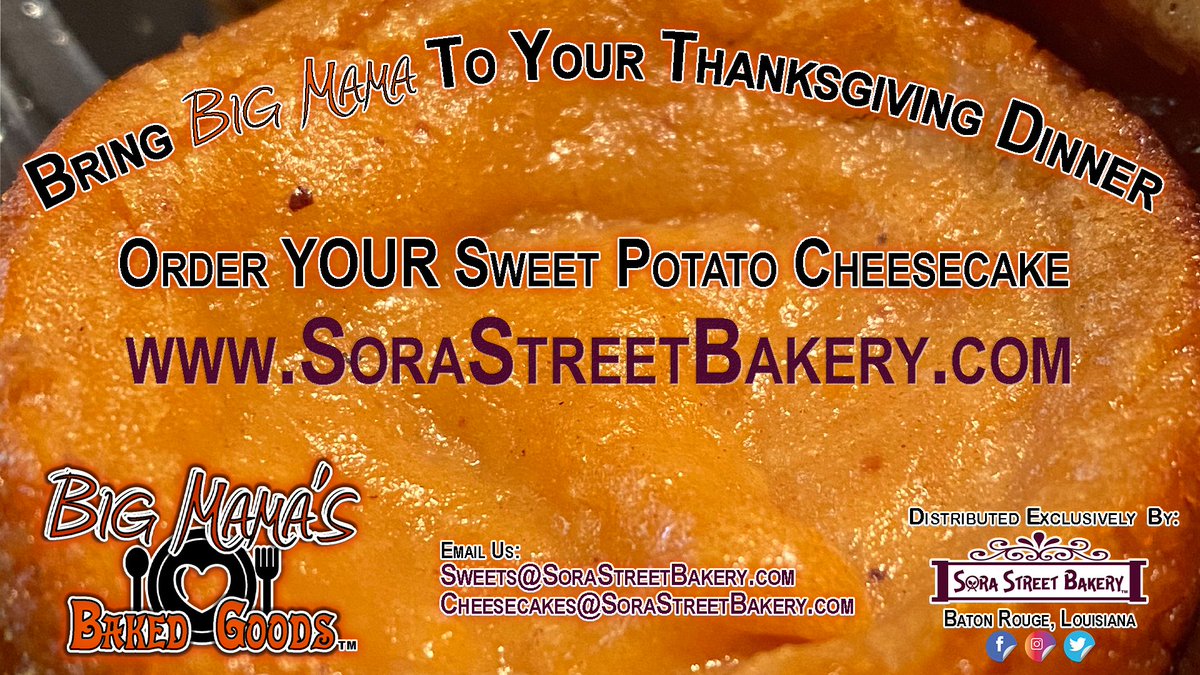 ForFamilyFood's tweet photo. SHARE: Bring BIG MAMA to YOUR Thanksgiving Dinner! Order YOUR Sweet Potato🍠Cheesecakes at https://t.co/jz5zxnOhjy Big Mama’s Baked Goods #Cheesecakes like Big Mama use to make! Making Every Day Taste Like A Holiday #GenuineLouisiana Distributed by https://t.co/LzFIvzuJeF https://t.co/v8HJdkkowq