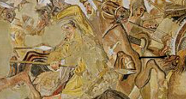 Al mismo tiempo, la acción se detiene con las dosis de dramatismo recogido con detalles en primer plano, como los caballos caídos y los soldados persas del fondo que contemplan su propia muerte reflejada en un escudo.