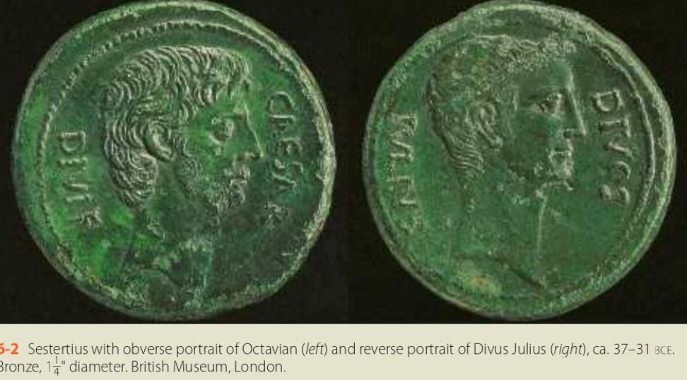 Julius Casesar controversially put himself on coins, breaking with Roman tradition & arguably implying his own deification (1)