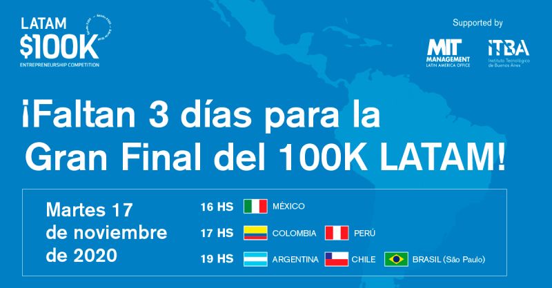 MIT_REAP's tweet image. ON NOVEMBER 17, don't miss the 2020 #100KLATAM Grand Finale with @ITBA! Promoting the development of #impact #startup ventures in #LatinAmerica &amp;amp; Caribbean, 15 finalist projects are competing. Register to attend &amp;amp; watch as the winners are announced live! 100klatam.org/granfinal2020/