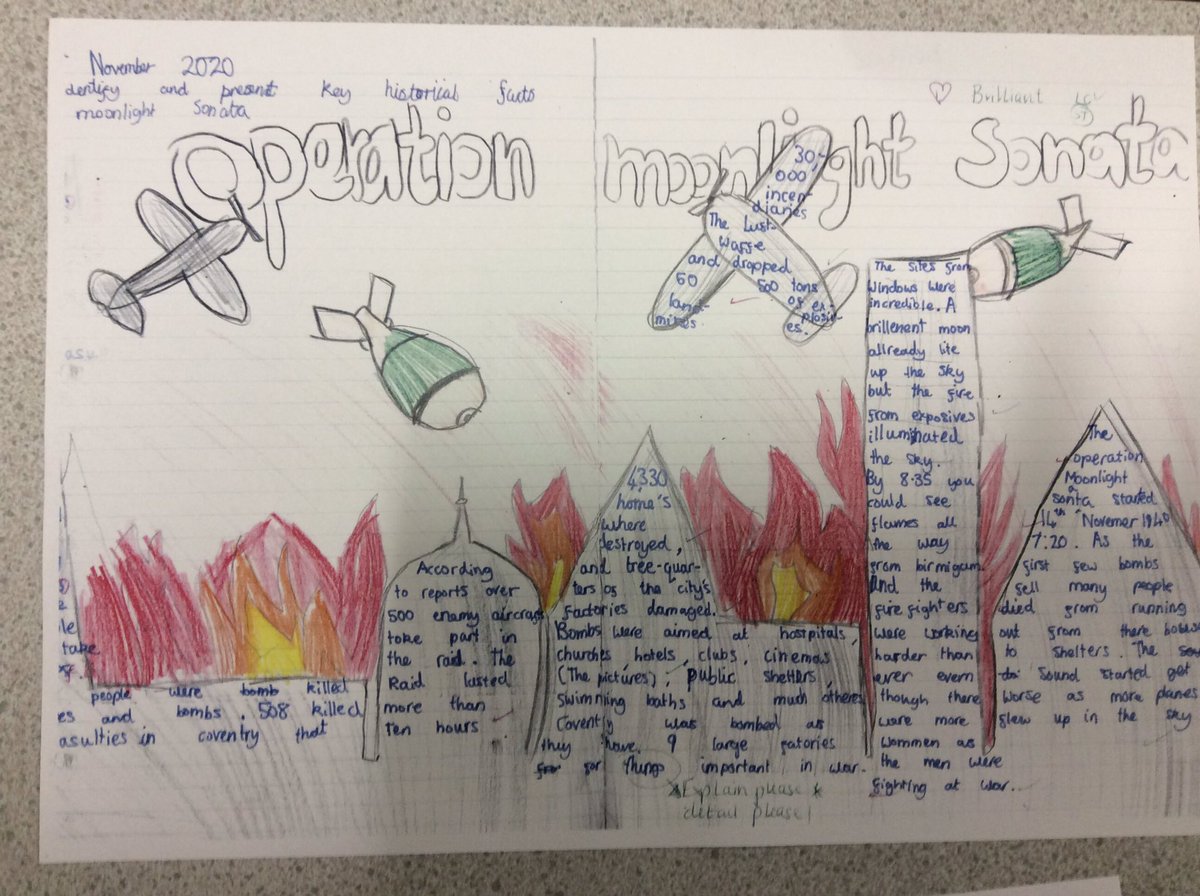 gfprimarycov's tweet photo. 6D have produced stunning infographics about the Coventry blitz: 14th/15th Nov 1940. Using eye witness accounts, medical reports, newspaper articles and photos, they pieced together events of that night and presented key facts visually. #GFHISTORY #RECONCILIATION https://t.co/RwfbcaEeNm