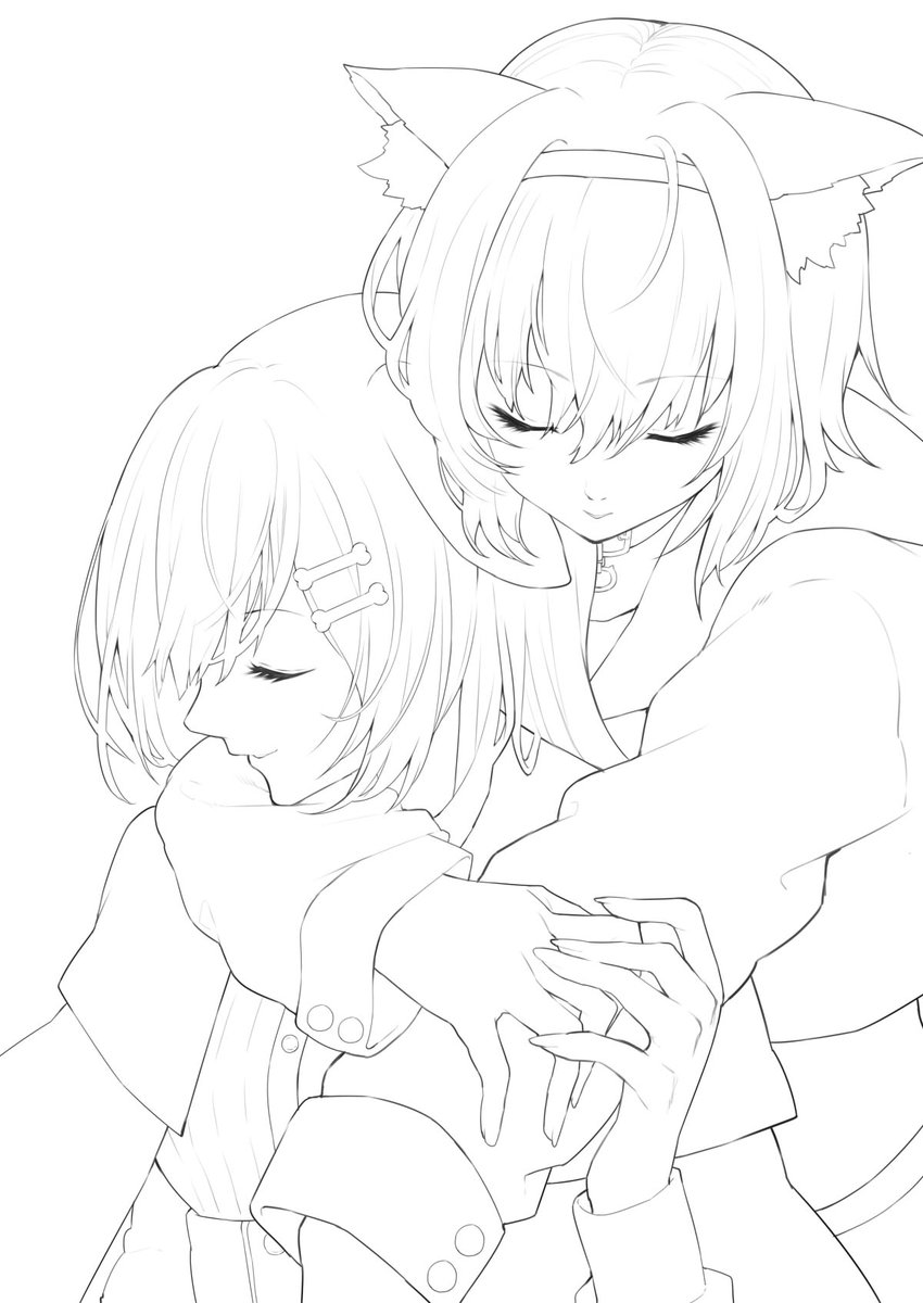 おかころです 
#皆さん線画と塗った後を見せてください 