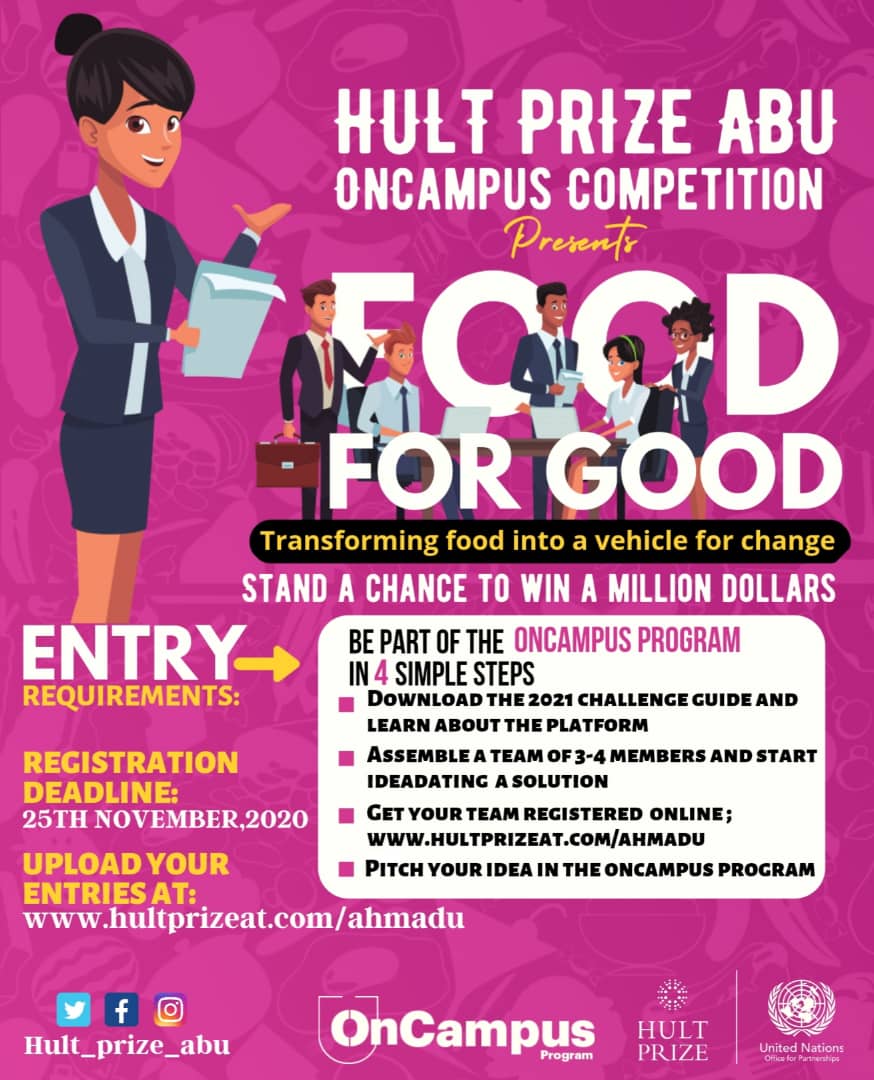 AbuHult's tweet photo. Hult Prize ABU wishes to announce the registration deadline for the Oncampus competition, please check flyers for details.

Please visit our website to register your team now👇👇👇
https://t.co/hPvXg9mnls

Don't miss out ABUSITES https://t.co/DCvgI1Fa0J