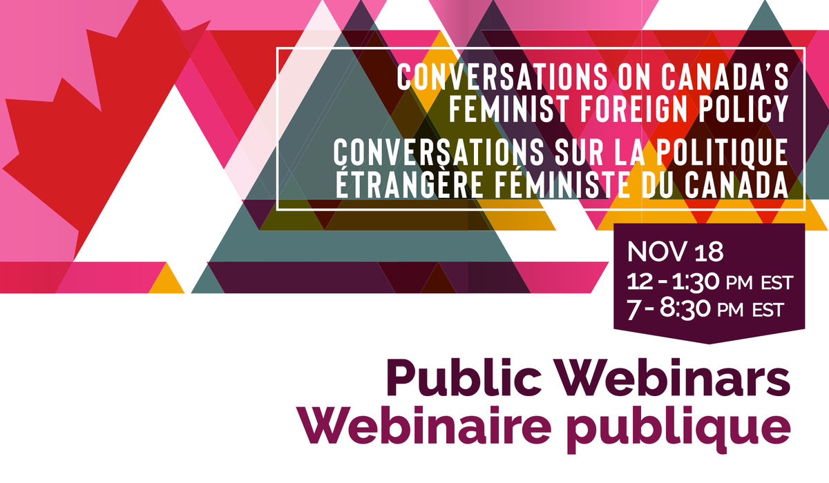 AI_Genderrights's tweet photo. Have your say on what you want to see in a feminist foreign policy for #Canada ! Join webinars this Wed - learn more &amp; register here https://t.co/5DMyzmpcEL #CanFFP https://t.co/XqMmskXkEQ