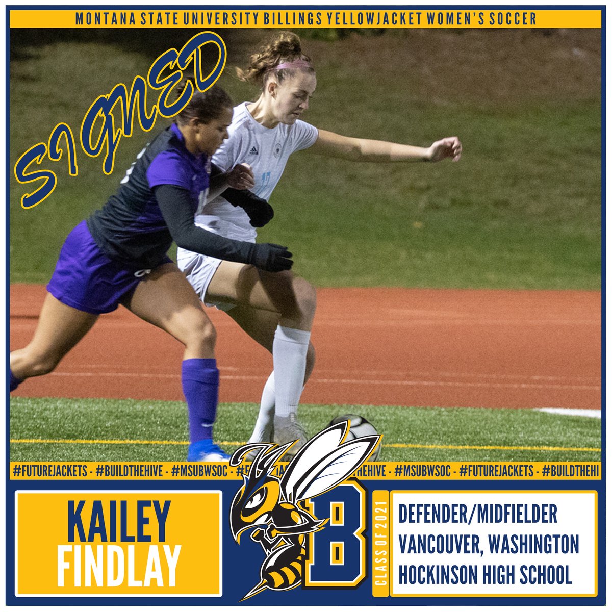 RECRUITS | Congrats &amp; welcome to #MSUBWSoc to Kailey Findlay of Hockinson, WA!

#FutureJackets #BuildTheHive 

msubsports.com/news/2020/11/1…