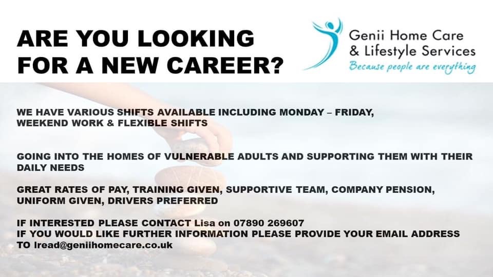 ProjectionalBiz's tweet photo. WE ARE HIRING! 🎉 

If you would like further information please contact lread@geniihomecare.co.uk 

01604 211323 📞 
https://t.co/E11xTwaX6r 

#peopleareeverything #livelifelovelife #geniihomecareandlifestyleservices 

❤️ https://t.co/0GLDb6GCnW