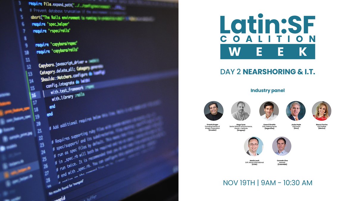 MakingSense_llc's tweet photo. Our CEO @CesarDOnofrio , will be participating as a panelist in the Nearshoring and IT day at LatinSF Coalition Week.
Hope to see you there next Nov 19th.
https://t.co/6NzT0POJ6r
#makingsense #event #cesardonofrio #bayarea #IT #nearshoring #development #latinsf https://t.co/hibK6L2mQS