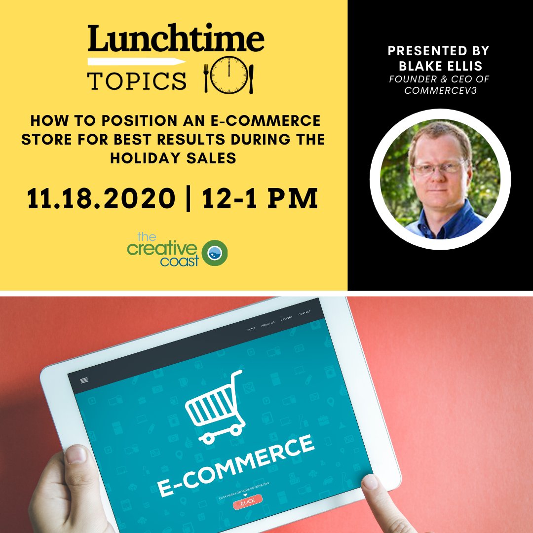Buckle up! We’re going to cover twelve months of traffic-building goodness during this Lunchtime Topic ft. <a href="/blakeellisjr/">Blake Ellis</a> of <a href="/CommerceV3/">CommerceV3</a>. Join us to learn from the king of e-commerce! thecreativecoast.org/event/lunchtim…