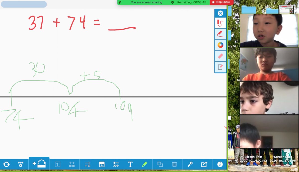 TiniMs's tweet photo. Students did a great job modeling how to use the number line to solve an 2-digit addition equation! We love the annotation feature on Zoom! #inspire96 https://t.co/qbwSw0ezSS