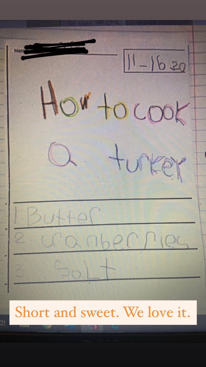 MissEllman's tweet image. How to cook a turkey, according to kindergarteners 😊 #emsproud #weareelks #kindergarten #turkeycooking #howto